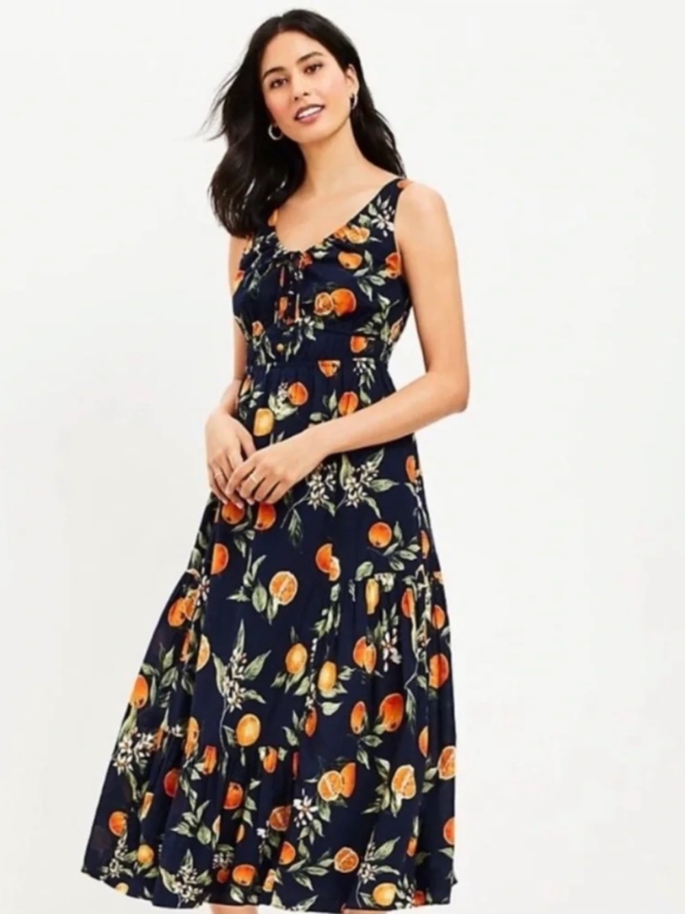 LOFT Orange Harvest tiered summer Dress